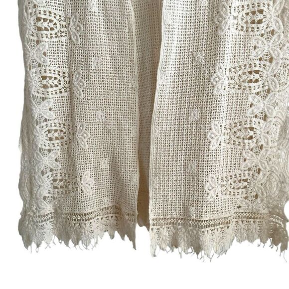 Soft Surroundings Cream Crochet Boho Open Cotton Knit Vest One Size - Picture 5 of 7